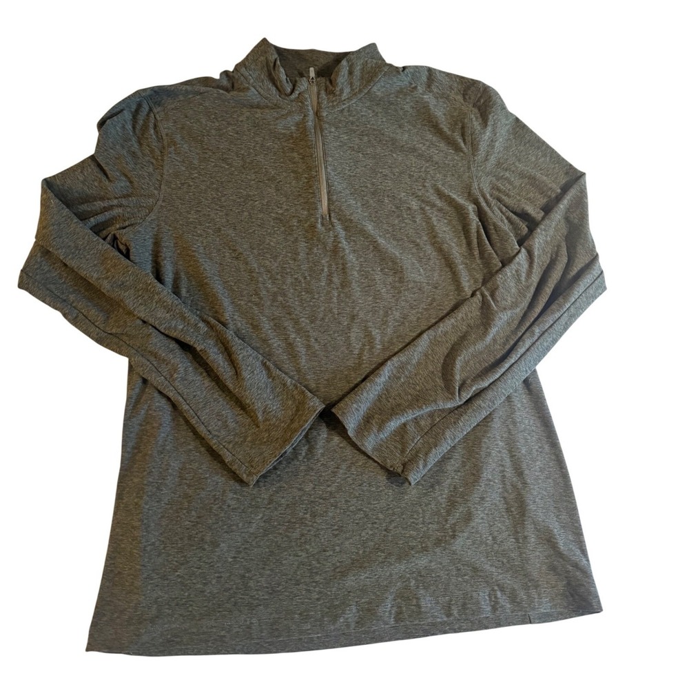 Kyodan Mens L Green Gray Heather Quarter Zip Active Pullover Long Sleeve Shirt